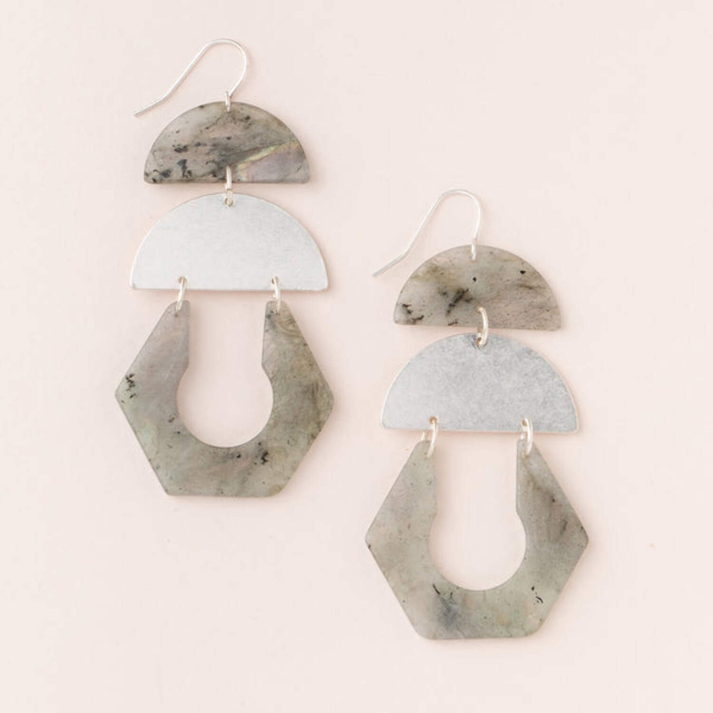 STONE CUTOUT EARRING - LABRADORITE