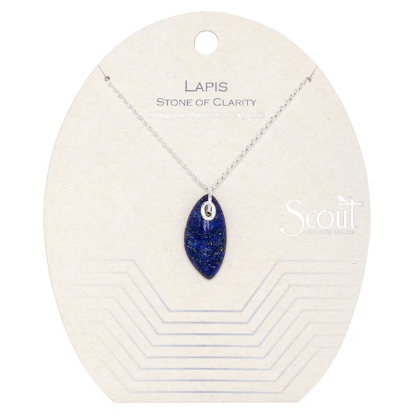 Organic Stone Necklace Lapis/Silver