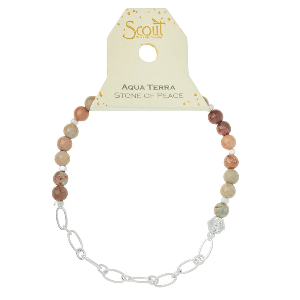 Mini Stone W/Chain Stacking Bracelet