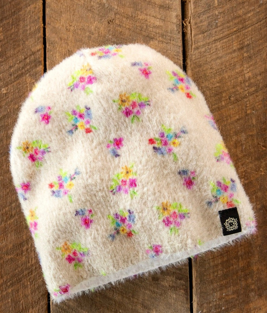 Cashmere-like Beanie Ditsy Blooms Honey