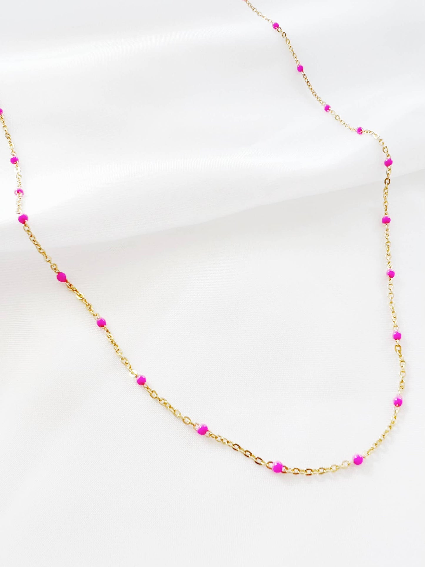 Lola Pink Layering Chain Choker Necklace Gold Filled