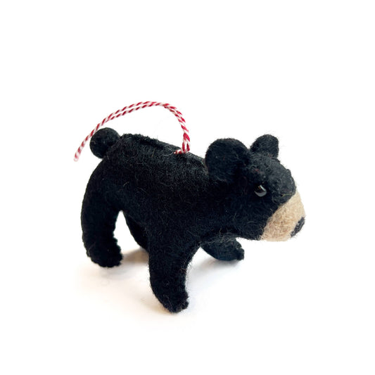 Black Bear Felt Wool Christmas Ornament 