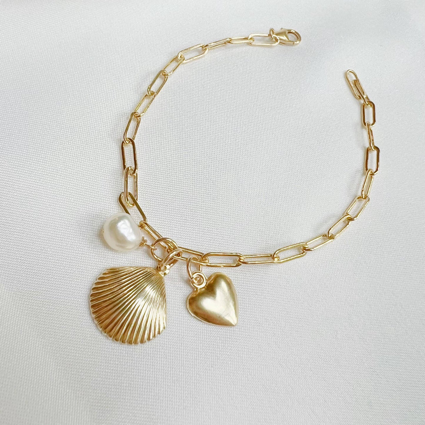 Shore Thing Beachy Charm Bracelet Gold Filled