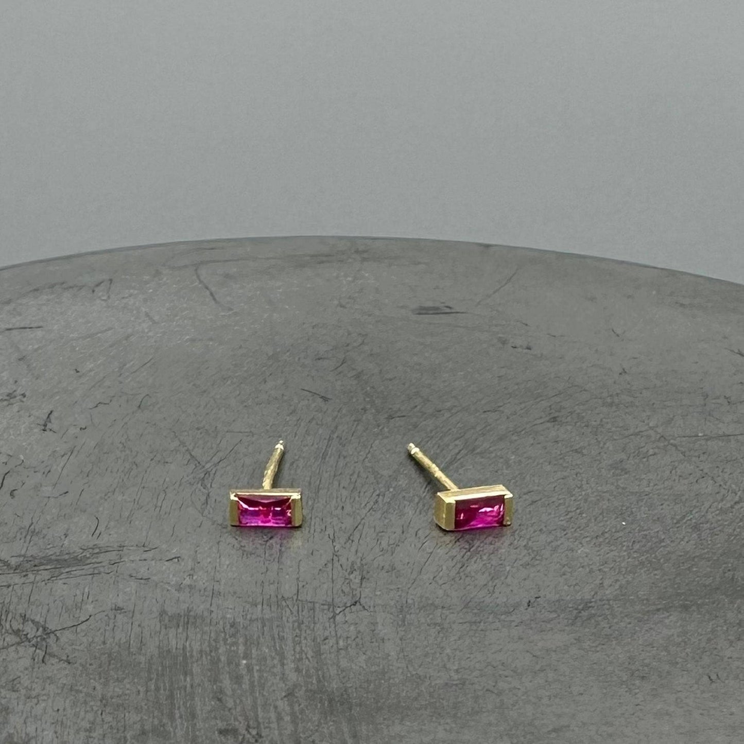 Baguette Birthstone Gold-Filled Studs