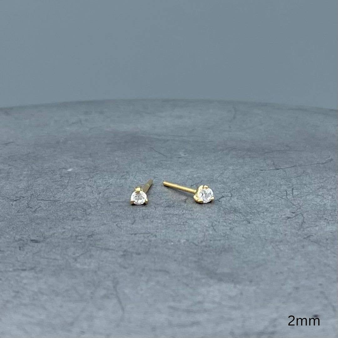 Gold Round CZ Studs