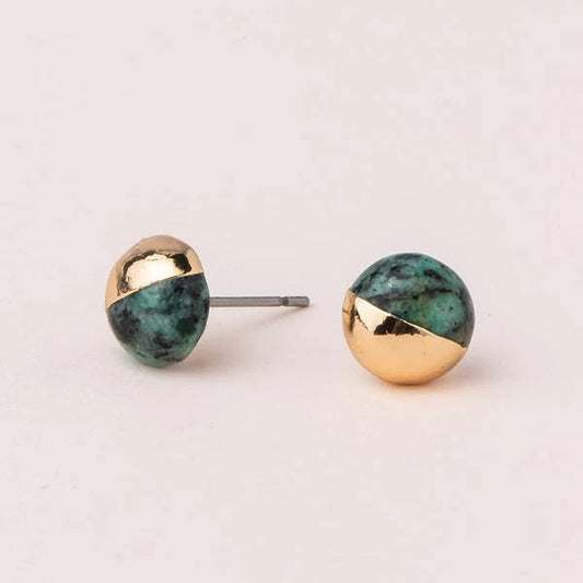 Dipped Stone Stud Earring -AFRICAN TURQUOISE