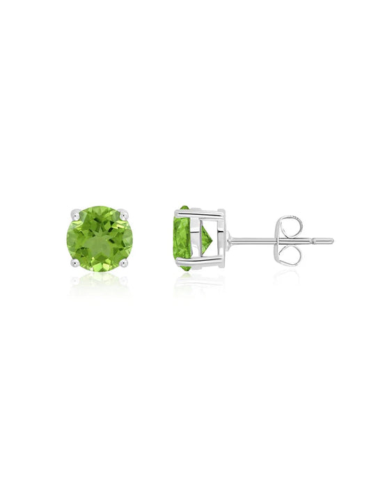 August Birthstone Stud Earrings in Platinum Finish