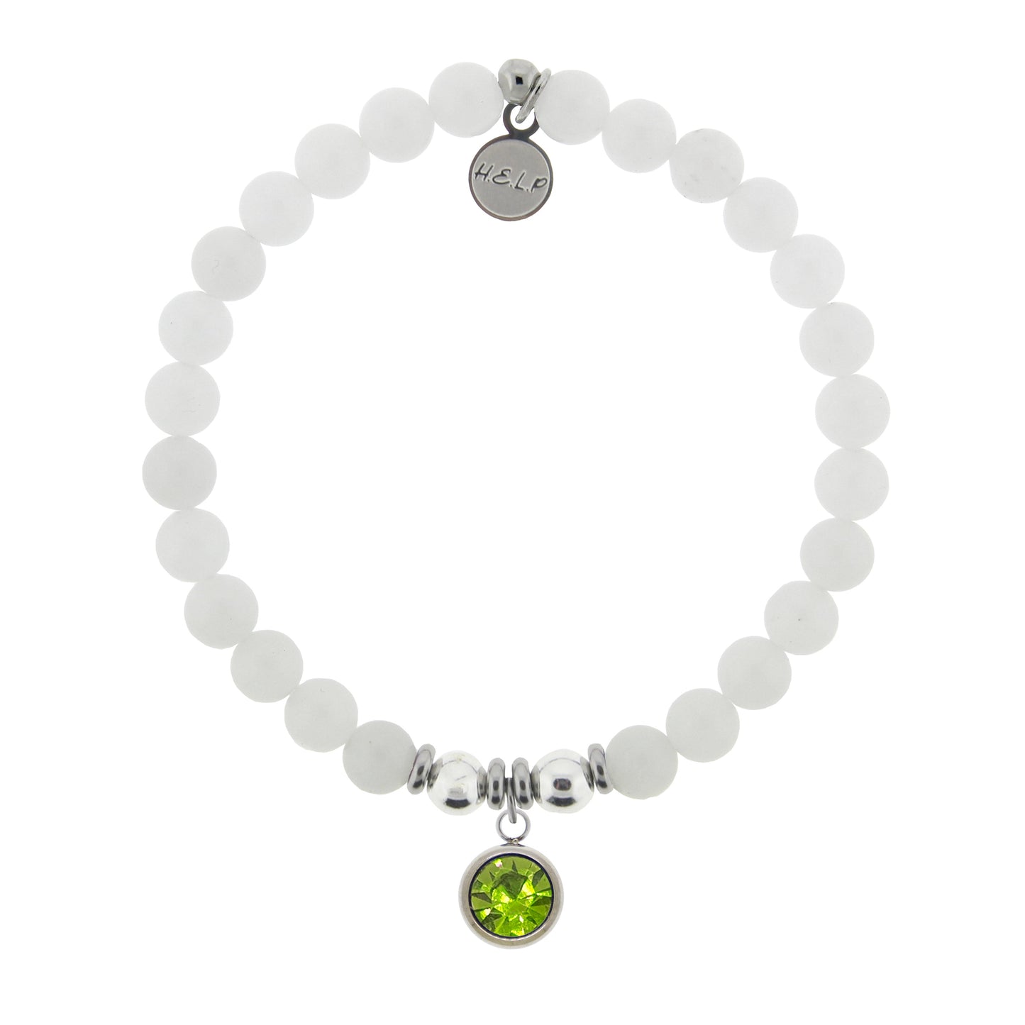 White Jade August Birthstone Bracelet