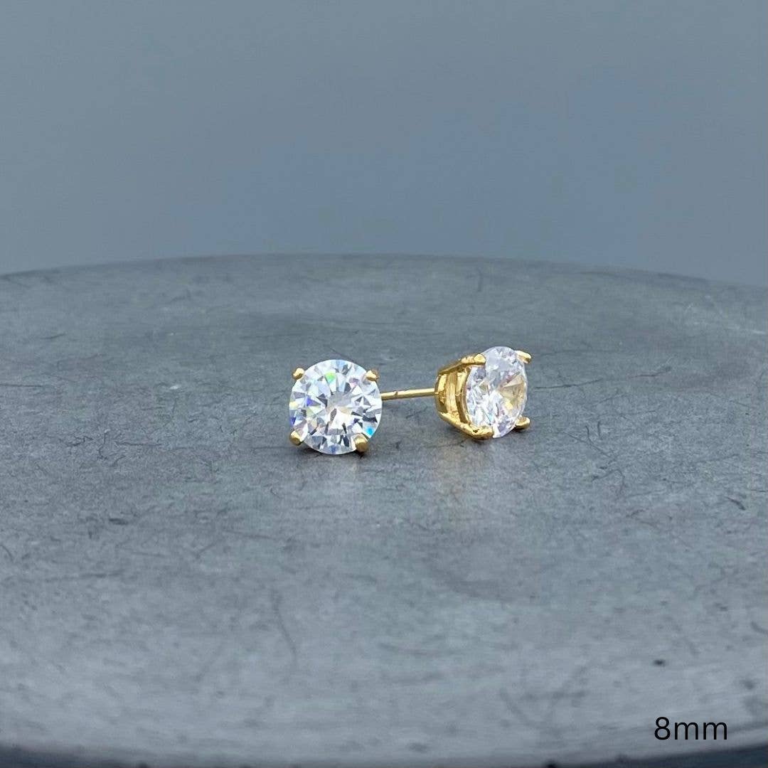 Gold Round CZ Studs