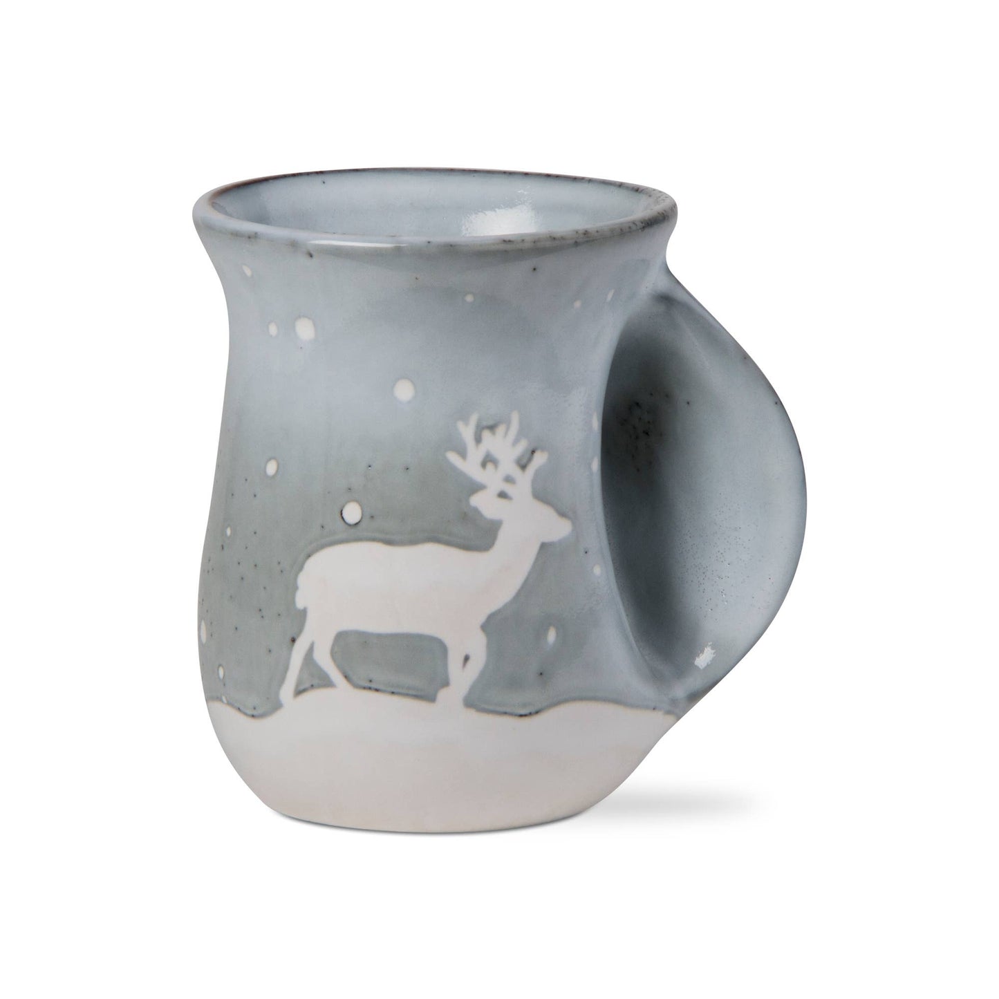 Falling Snow Reindeer Hand Warmer Mug - Slate Blue