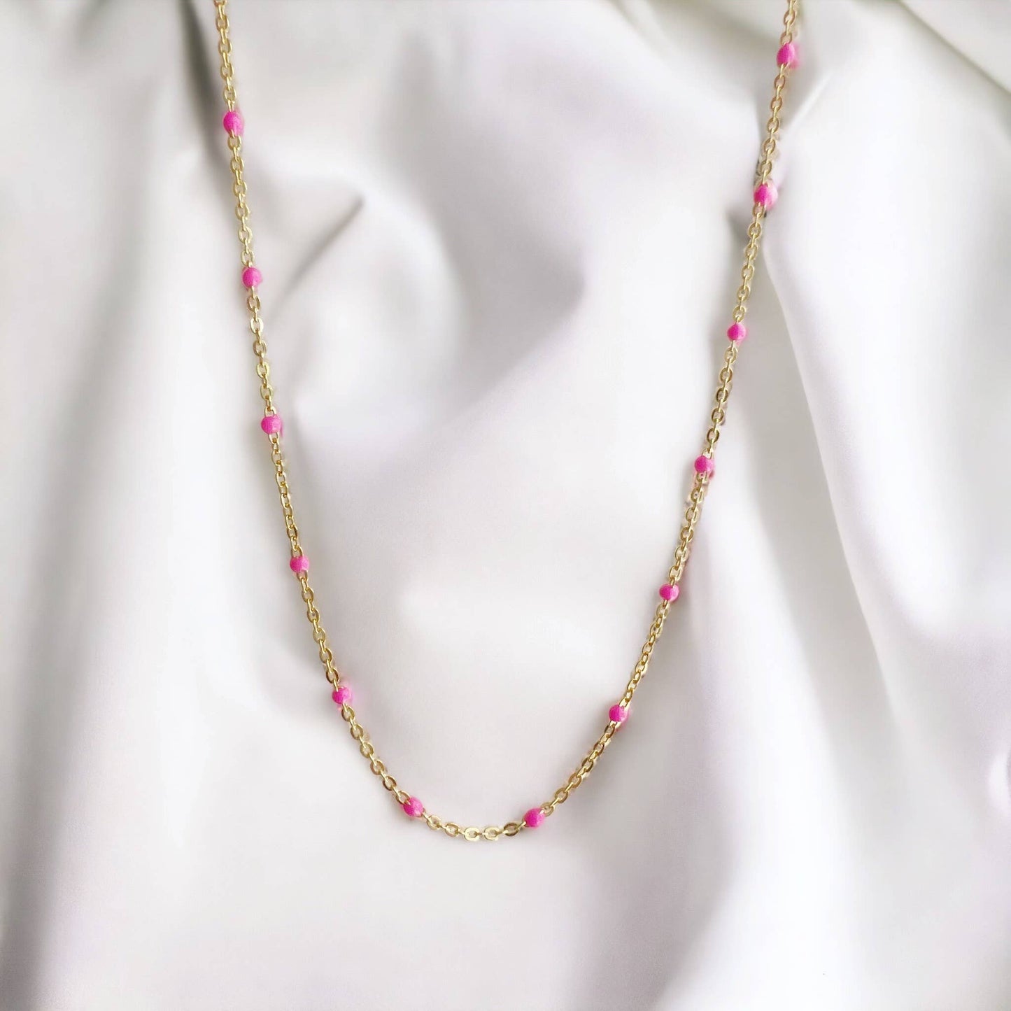 Lola Pink Layering Chain Choker Necklace Gold Filled