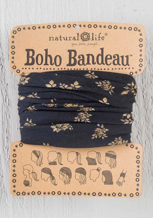 Boho Bandeau Black & Cream Floral