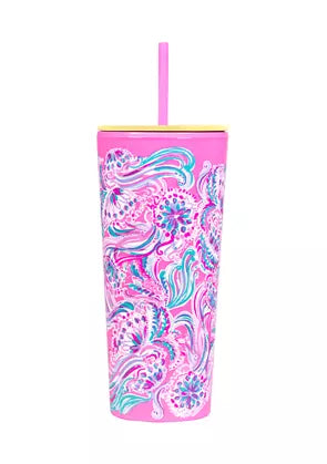 Acrylic Drink Tumbler With Straw - The Silver Dahlia