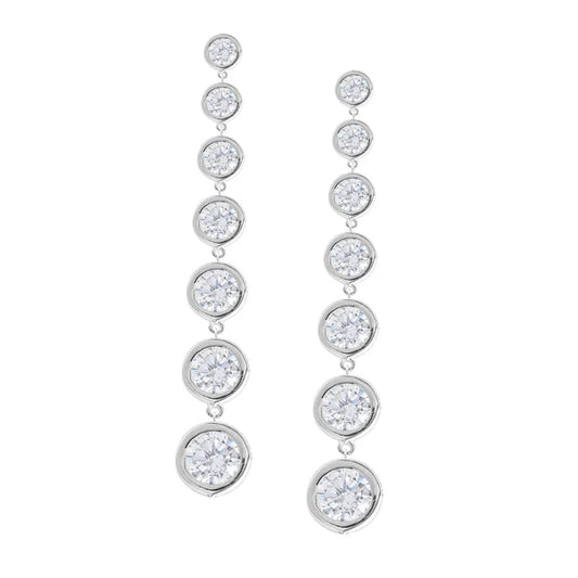 Bezel Set Drop Earrings in Platinum