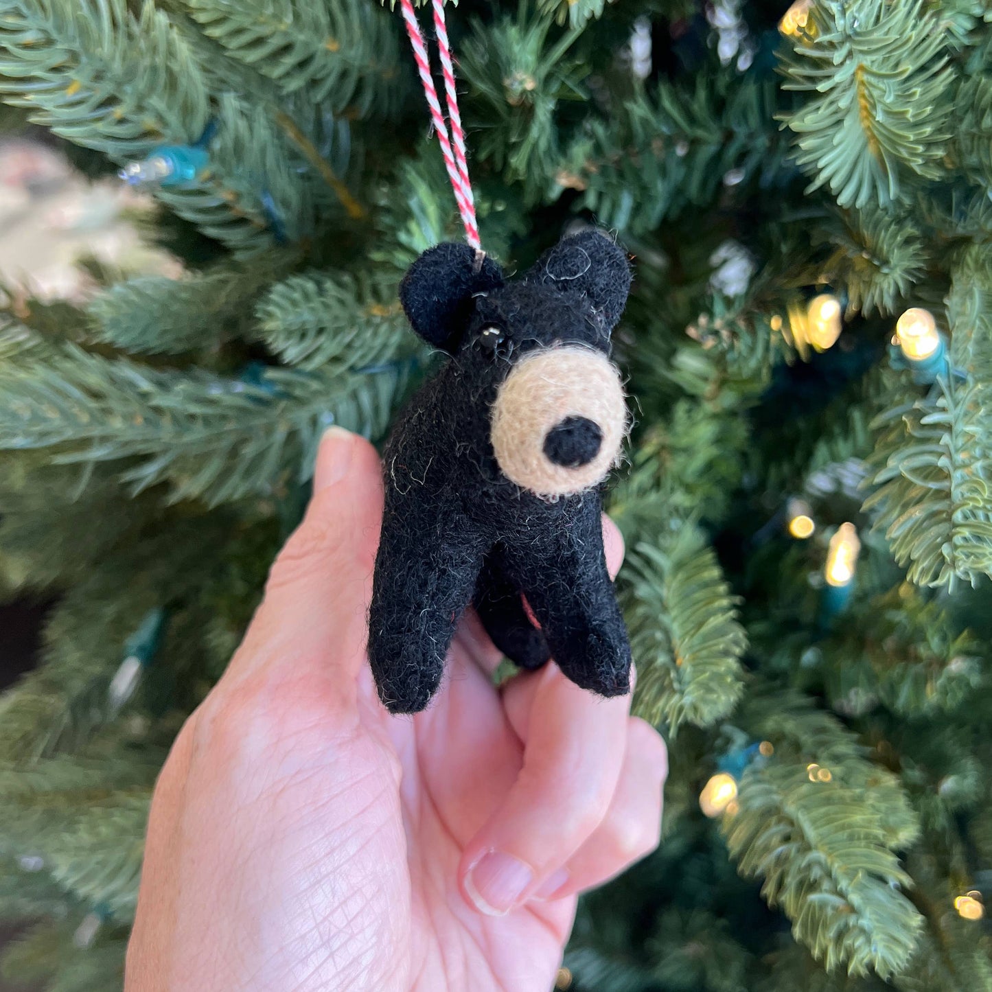 Black Bear Felt Wool Christmas Ornament 