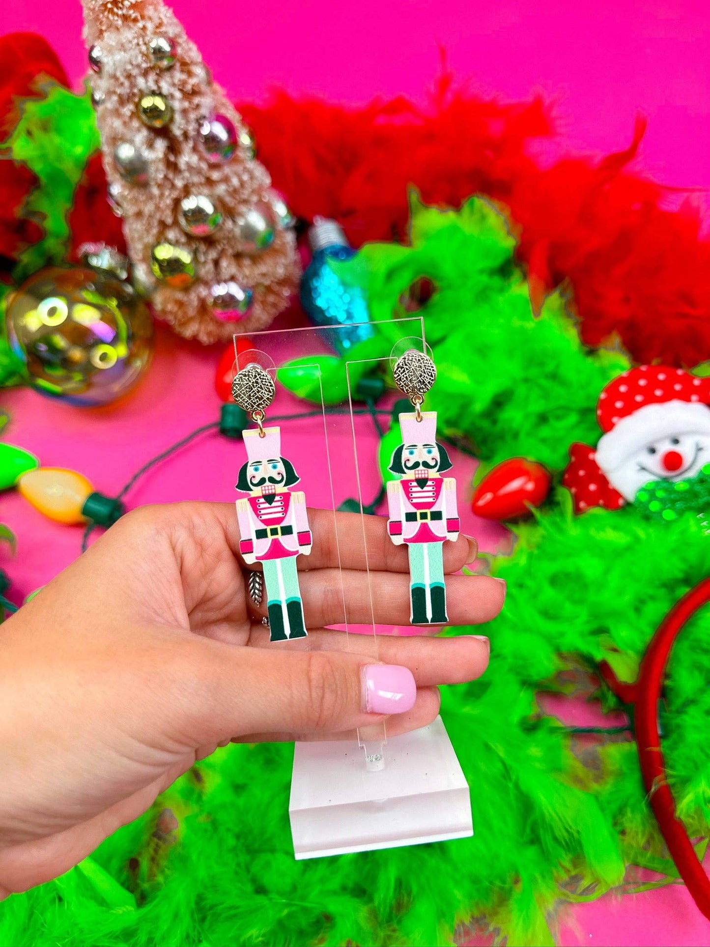 Acrylic Nutcracker Drops Earrings