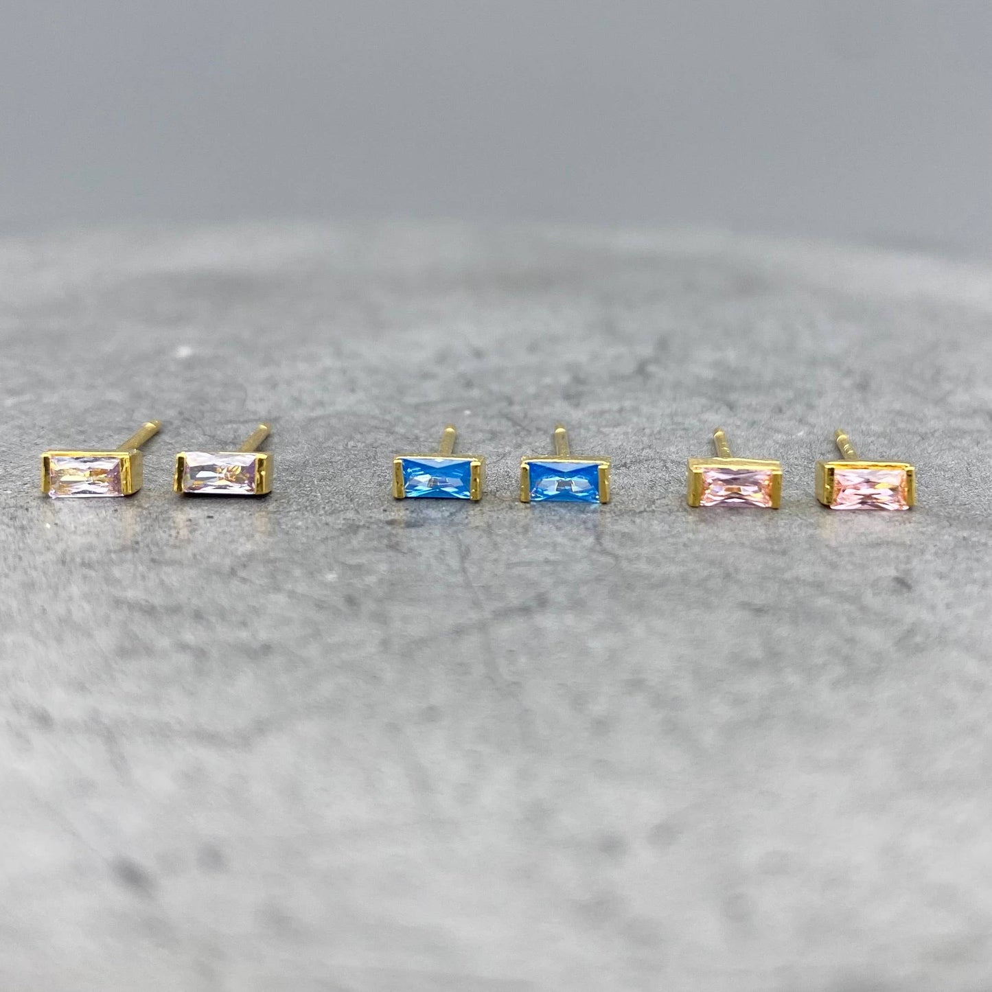 Baguette Birthstone Gold-Filled Studs