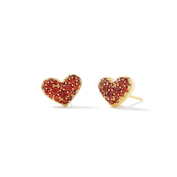 Ari Pave Crystal Heart Earrings