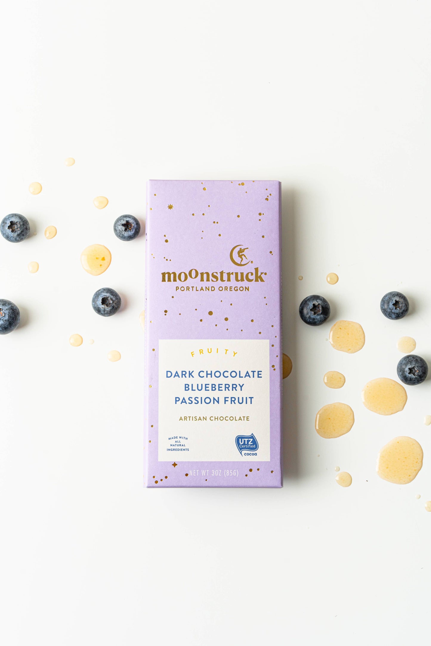 Fruity  
Dark Chocolate Blueberry Passion Fruit Bar