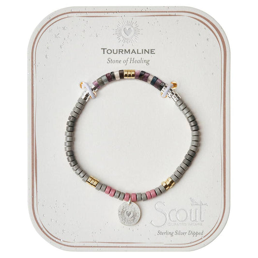 Stone Intention Charm Bracelet - Tourmaline/Silver