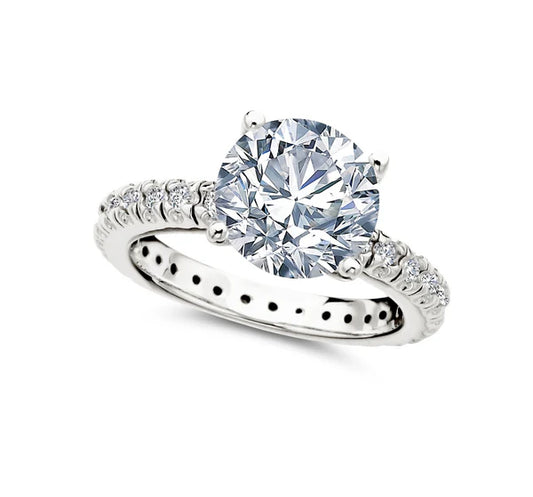 Brilliant Solitaire and Pave Ring in Platinum Size 7