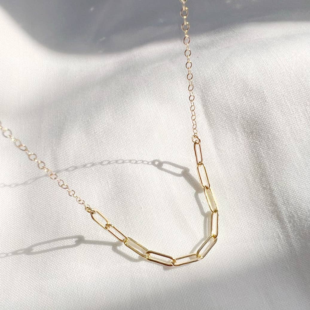 Golden Hour Paperclip Necklace Gold Filled