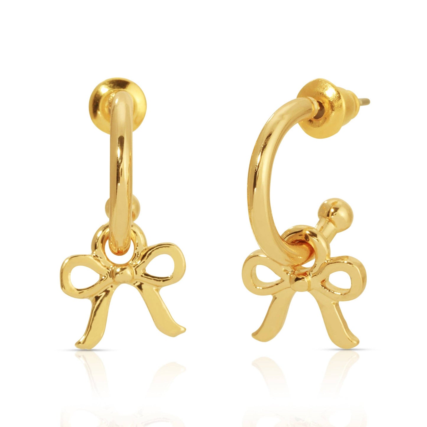 Beautiful Bows - Bow Charm Hoops - Gold