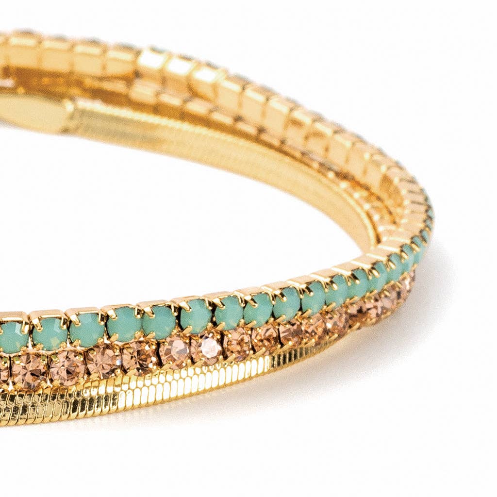 Sparkle & Shine Rhinestone Bracelet Trio - Pacific Opal/Gold