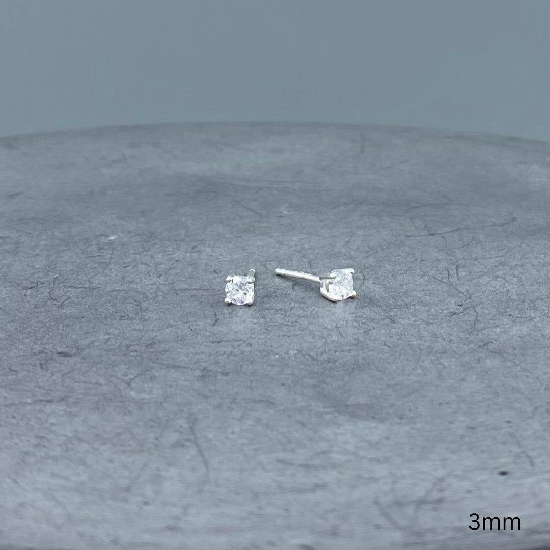 Silver Round CZ Studs