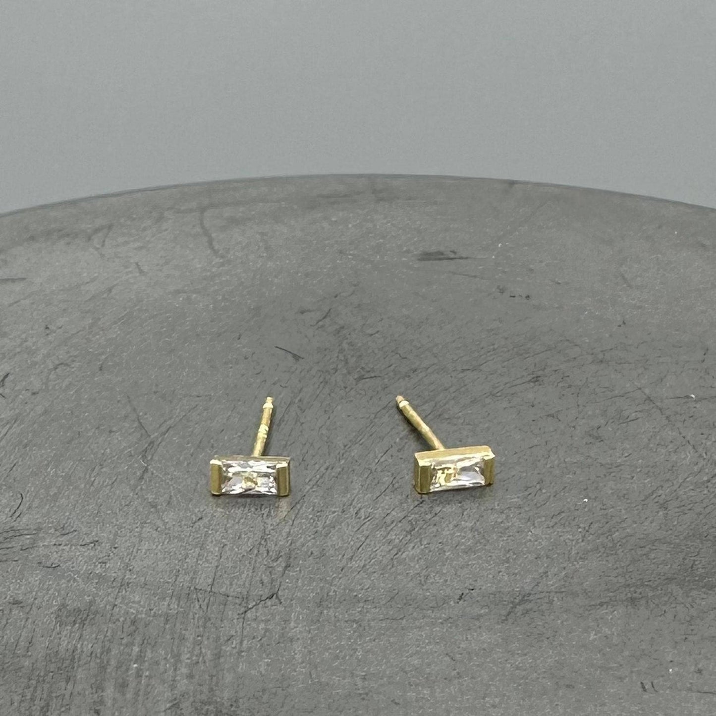 Baguette Birthstone Gold-Filled Studs