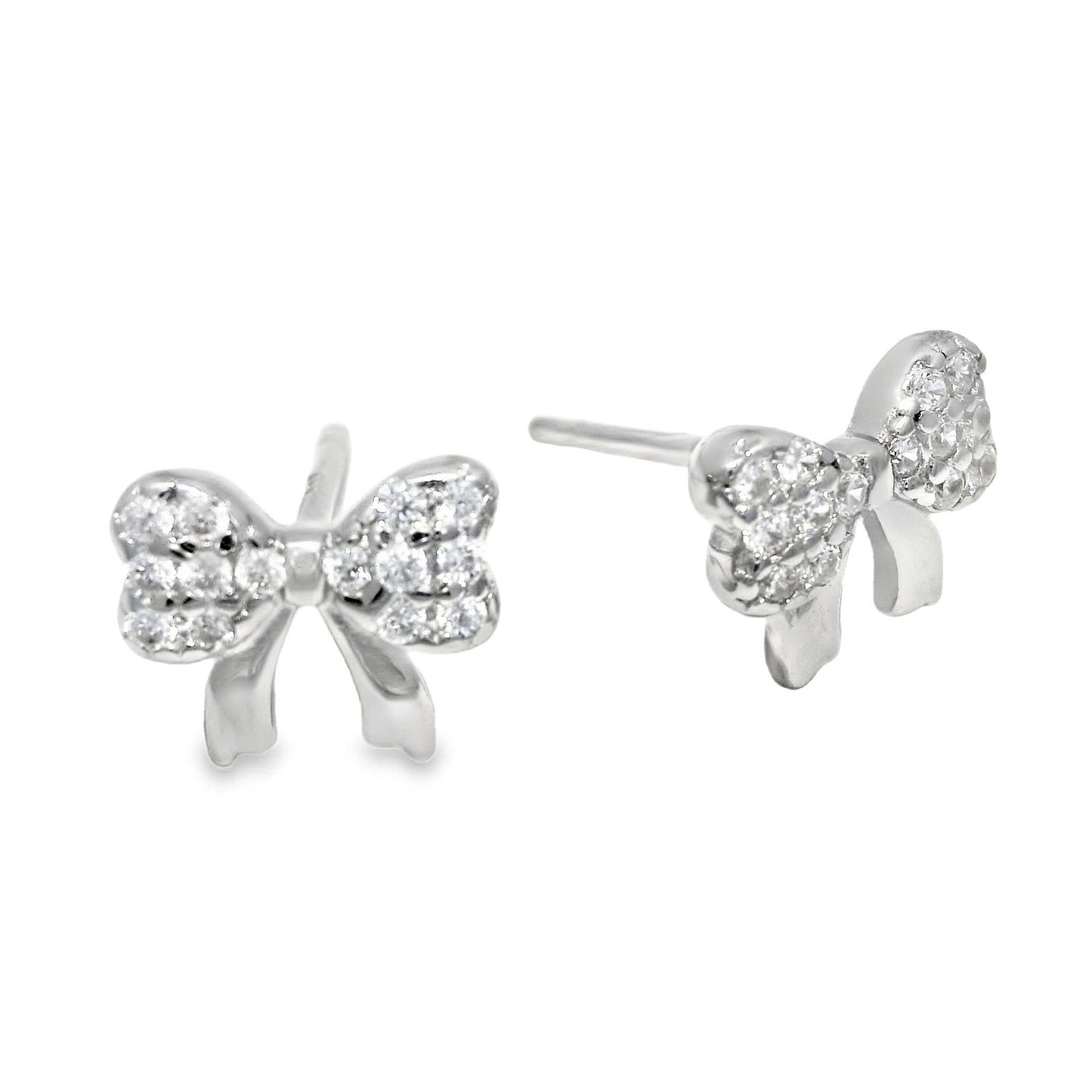 Pavé Silver Bow Studs