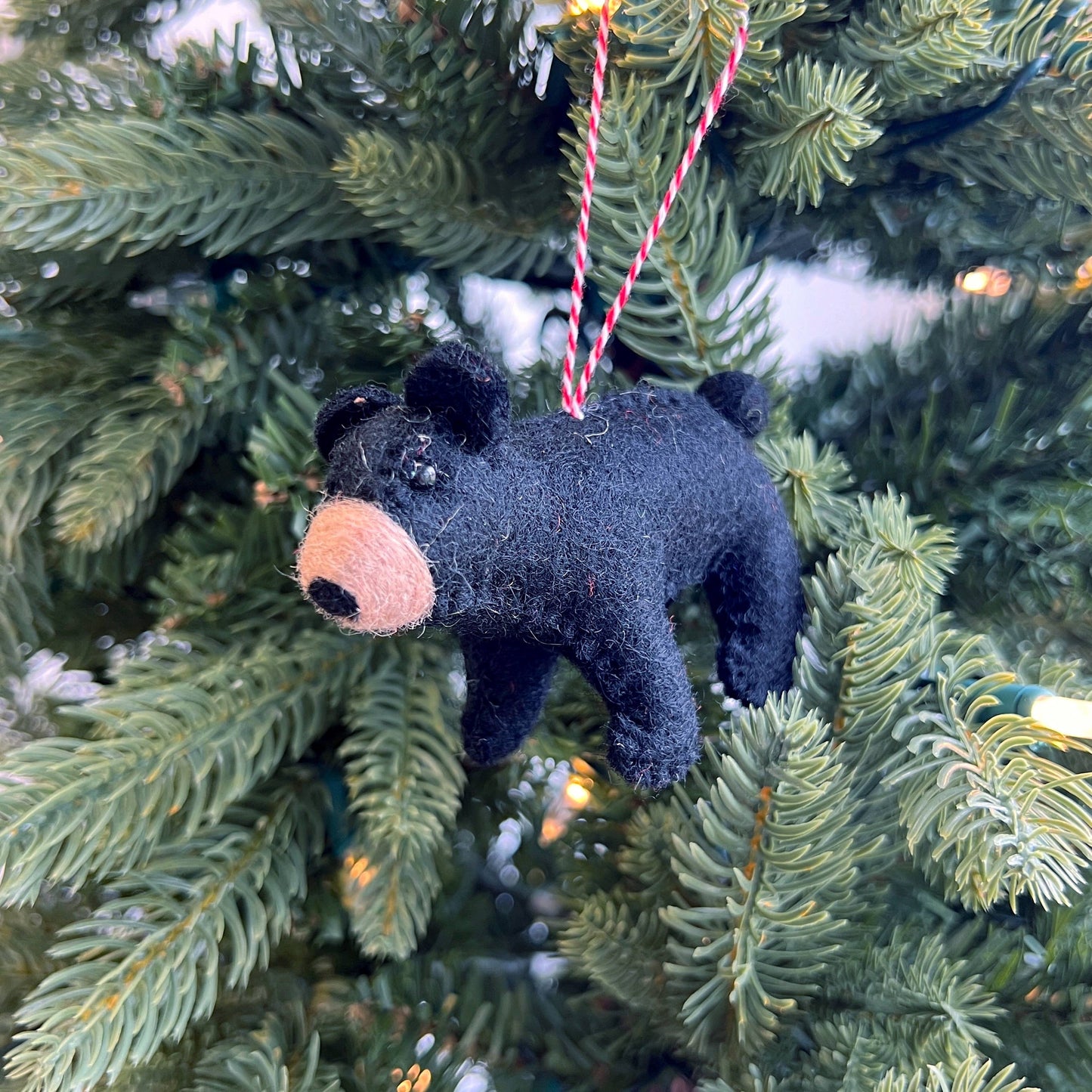 Black Bear Felt Wool Christmas Ornament 