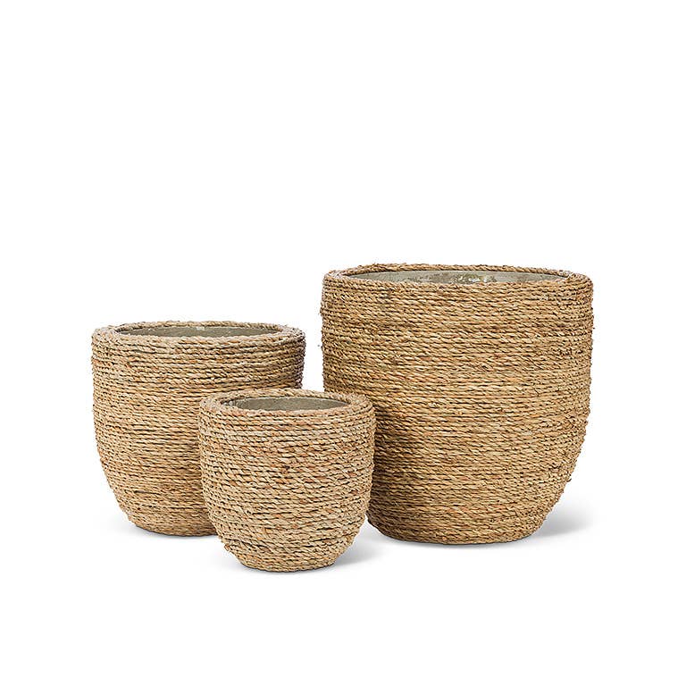 Sm Seagrass Covered Planter-6"D