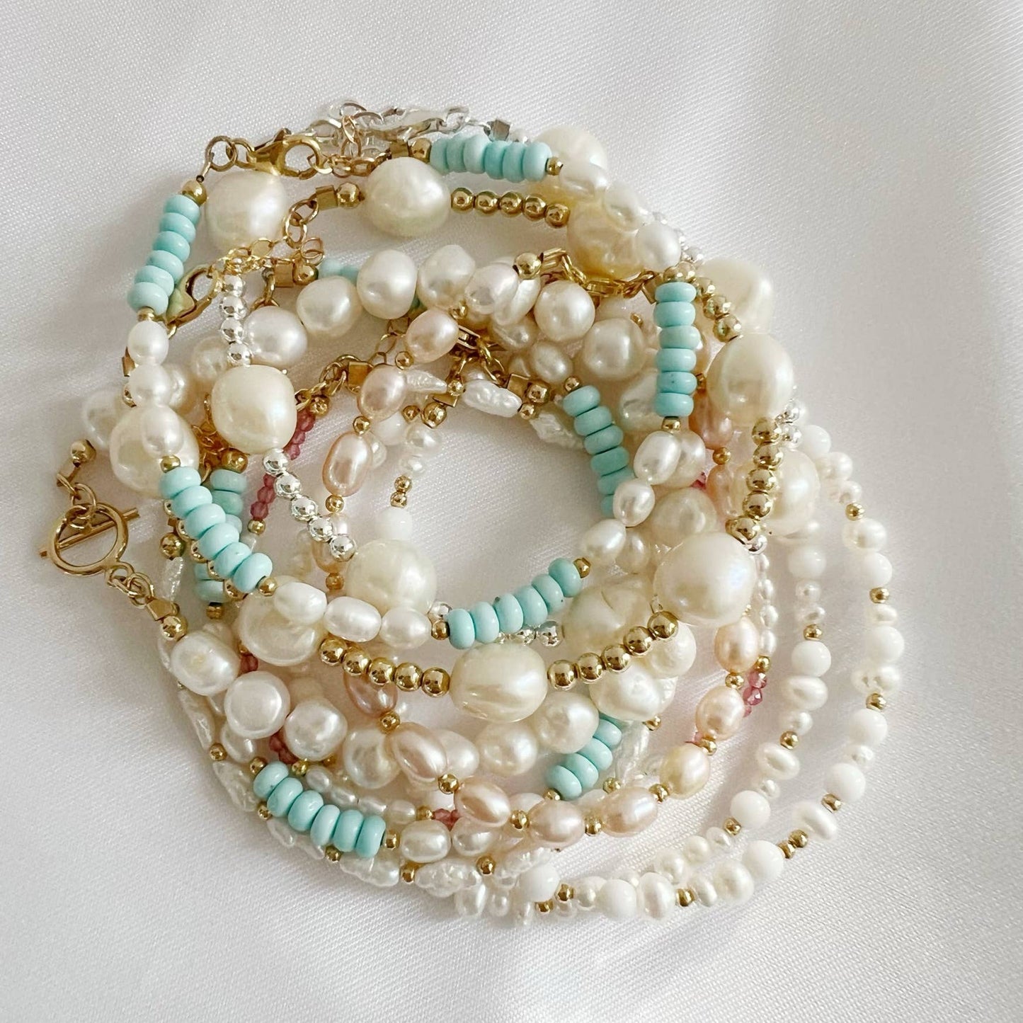 East Coast Turquoise Pearl Beaded Gold Filled Bracelet