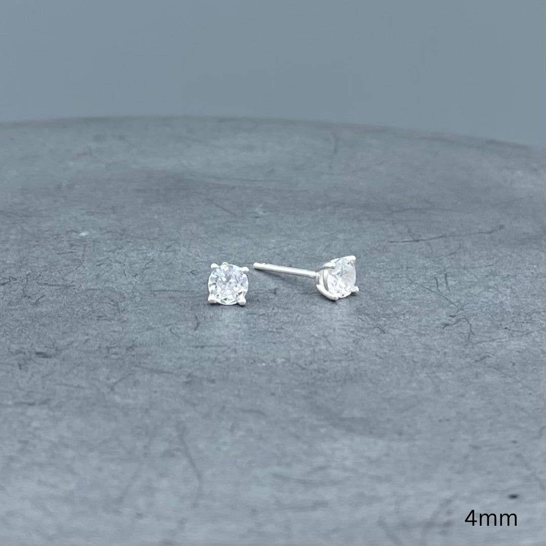 Silver Round CZ Studs