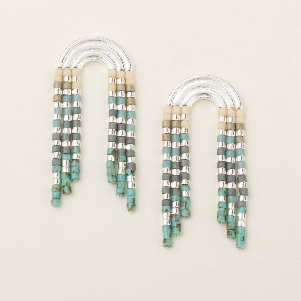 Chromacolor Miyuki Rainbow Fringe Earring - Turquoise/Mult/S