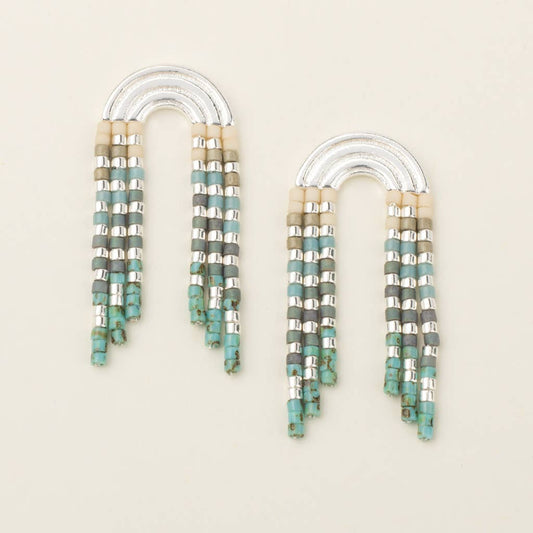 Chromacolor Miyuki Rainbow Fringe Earring - Turquoise/Mult/S