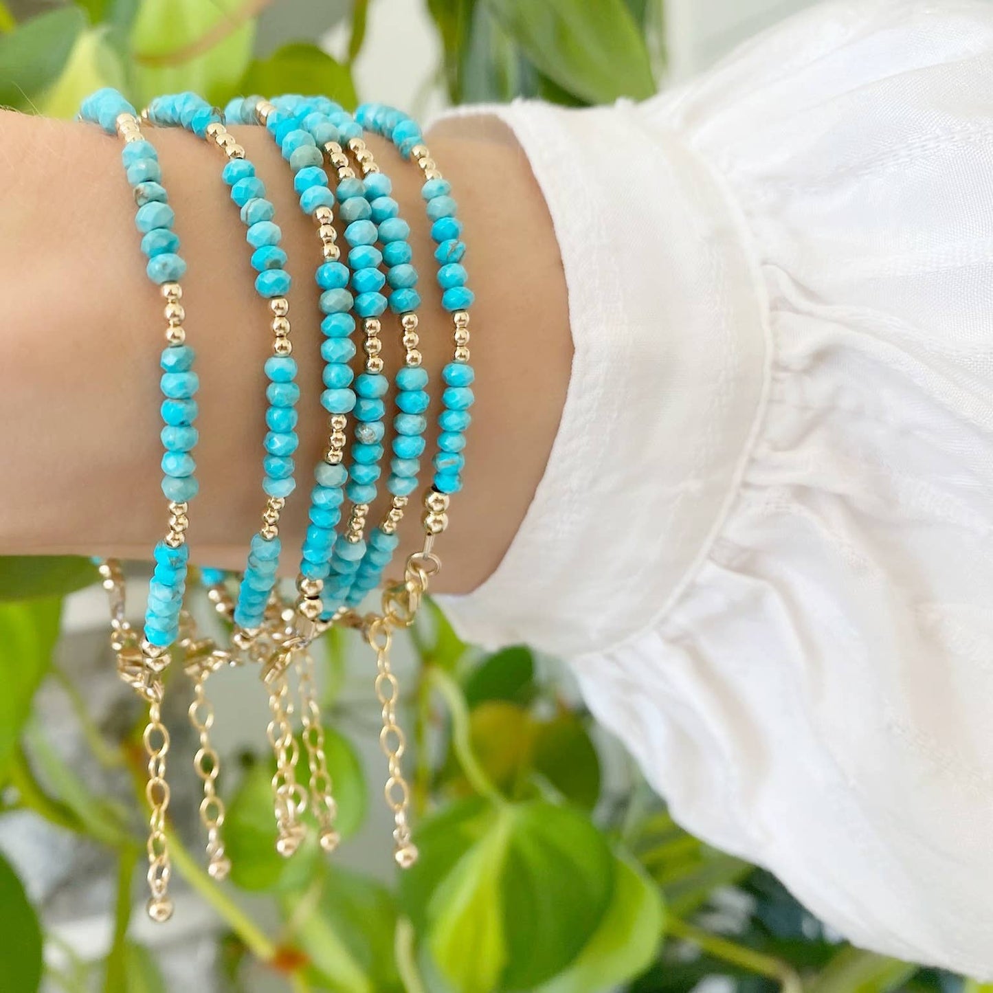 Free Spirit Dainty Turquoise Beaded Gold Filled Bracelet