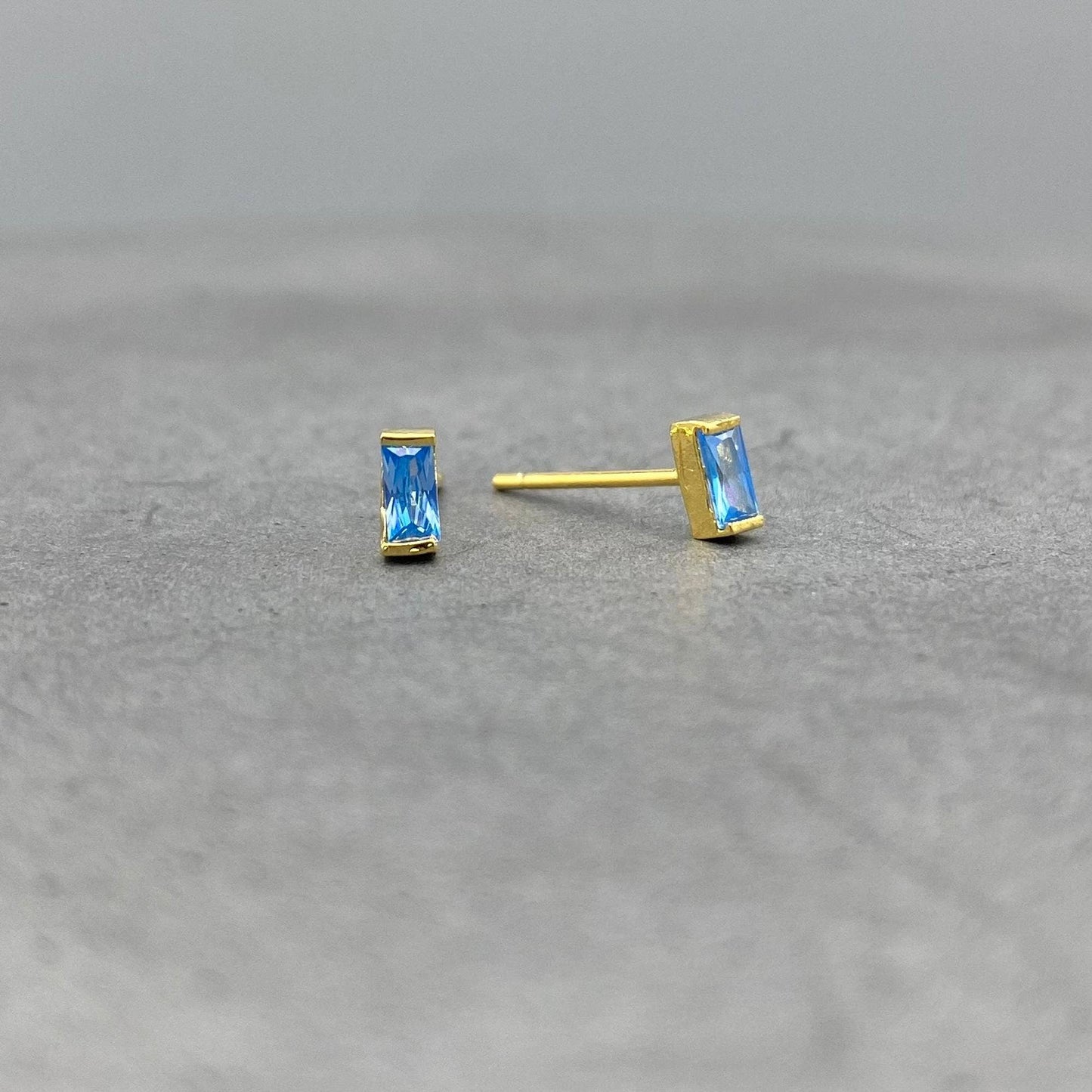 Baguette Birthstone Gold-Filled Studs