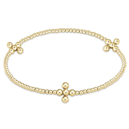 enewton Signature Cross Gold Pattern 2Mm Bead Bracelet - Classic Beaded Signature Cross Gold - 3Mm BeadGold