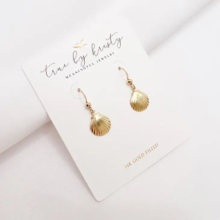 Beachcomber Seashell Dangle Earrings Gold Filled - The Silver Dahlia