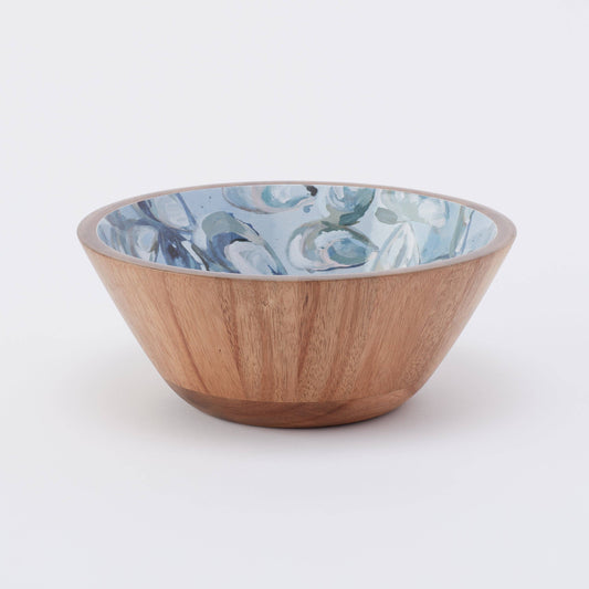 Wooden Bowl (Large) - Pewter Shells