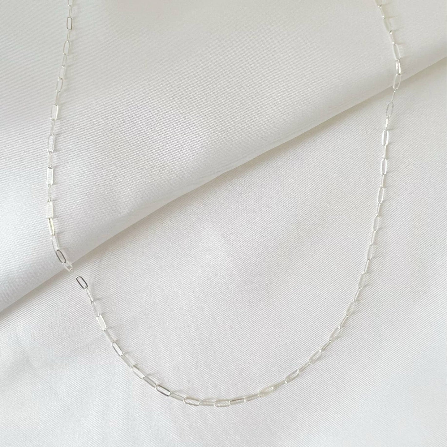 Rose Dainty Paperclip Chain Necklace Sterling Silver