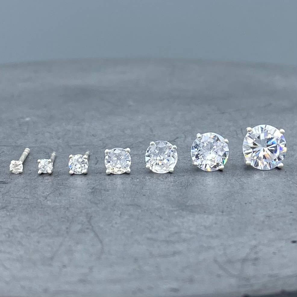 Silver Round CZ Studs