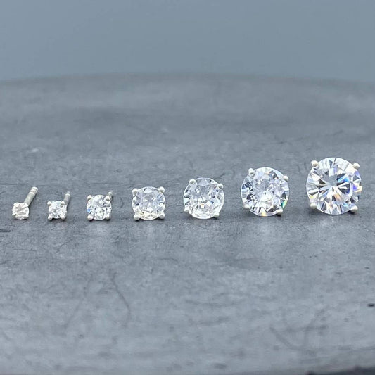 Silver Round CZ Studs