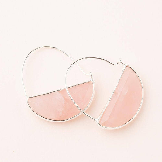 Stone Prism Hoop - Rose Quartz/Silver