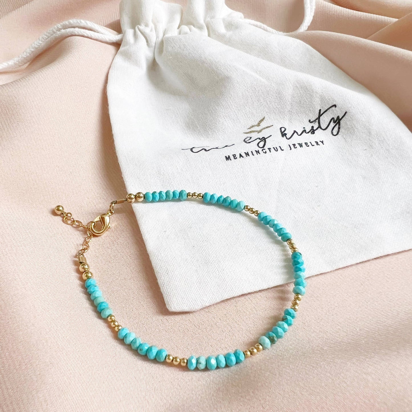 Free Spirit Dainty Turquoise Beaded Gold Filled Bracelet