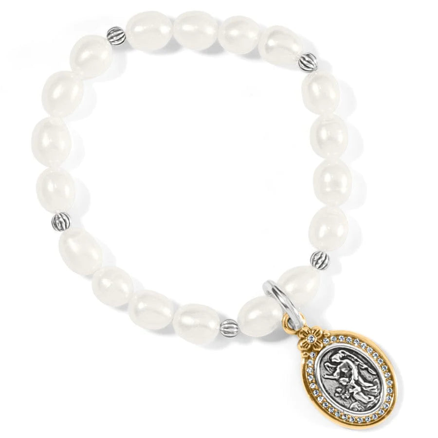 Guardian Angel Pearl Stretch Bracelet - The Silver Dahlia