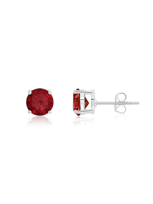 January Birthstone Stud Earrings in Platinum Finish