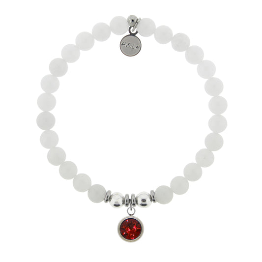 White Jade July Birthstone Bracelet